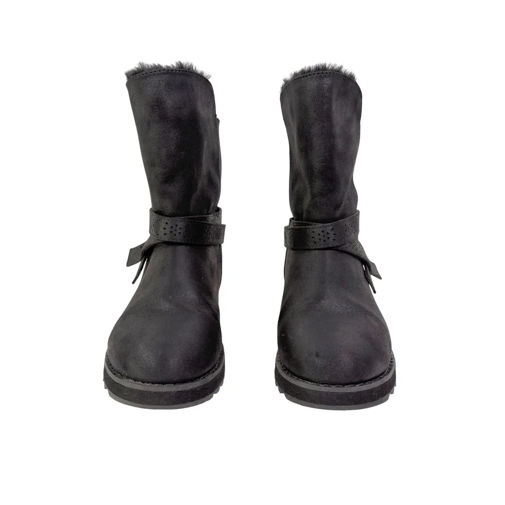 Skechers Keepsakes Night Peaks Winter Boots Women 7 Black Faux Suede Lined Ankle